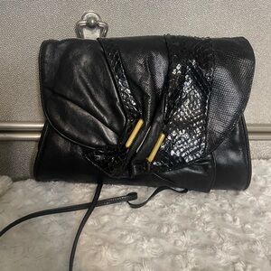 Vintage Black Leather Clutch